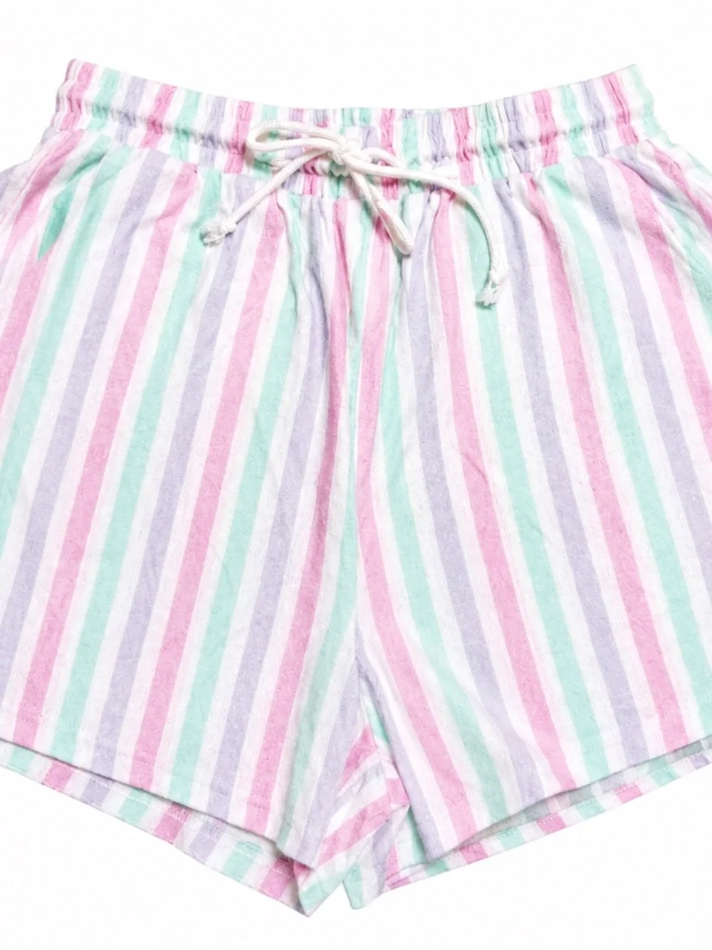 Pastel Stripe Long-Sleeve Lounge Set - M